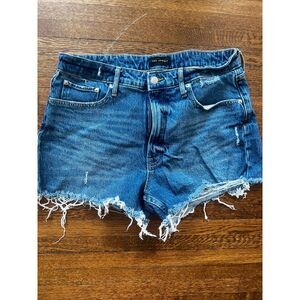 Free Assembly High Rise Distressed Cotton Denim Jean Shorts Sz 12